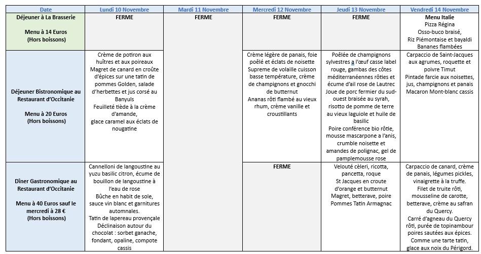 46 menus lundi 10 novembre